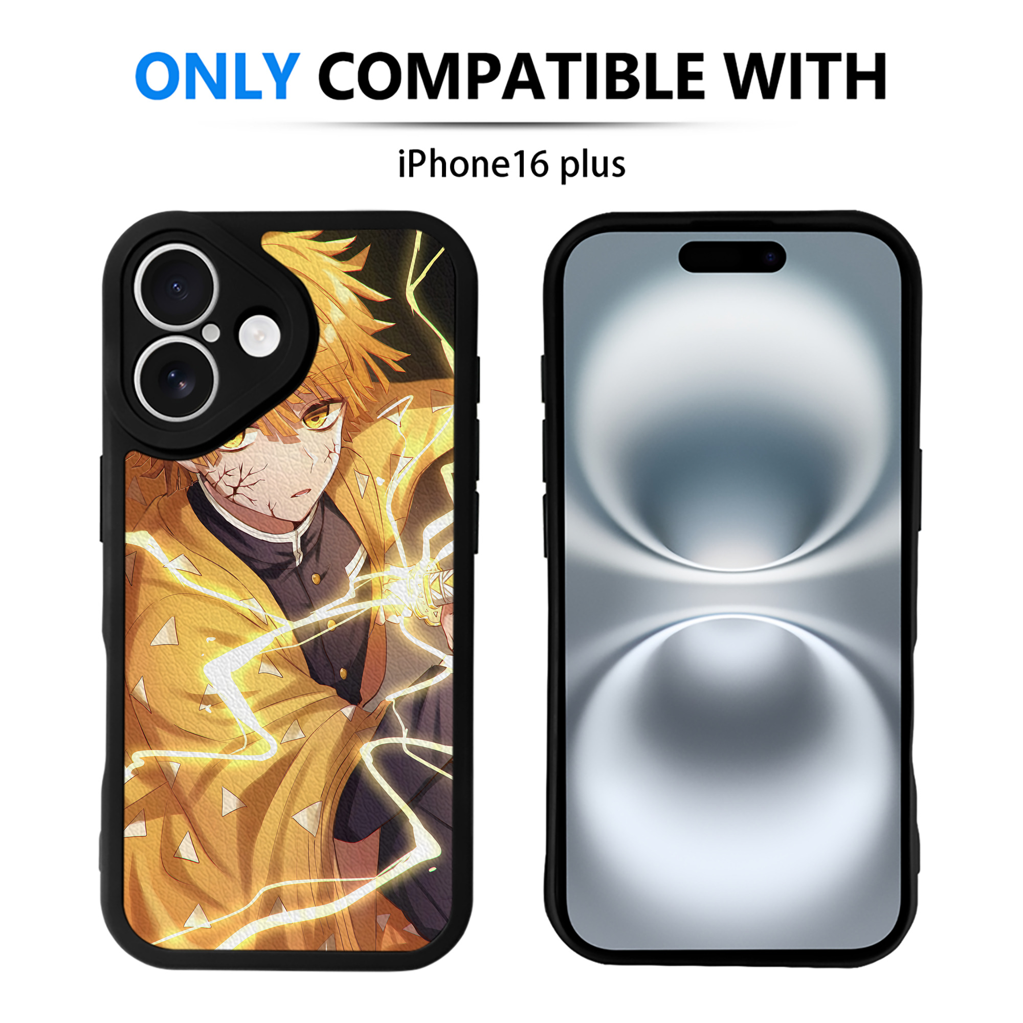 （画像用） 鬼滅の刃（きめつのやいば）我妻 善逸／あがつま ぜんいつ Agatsuma Zenitsu 【iPhone 16シリーズ対応】シリコンスマホケース（レザー調） 材質：シリコン